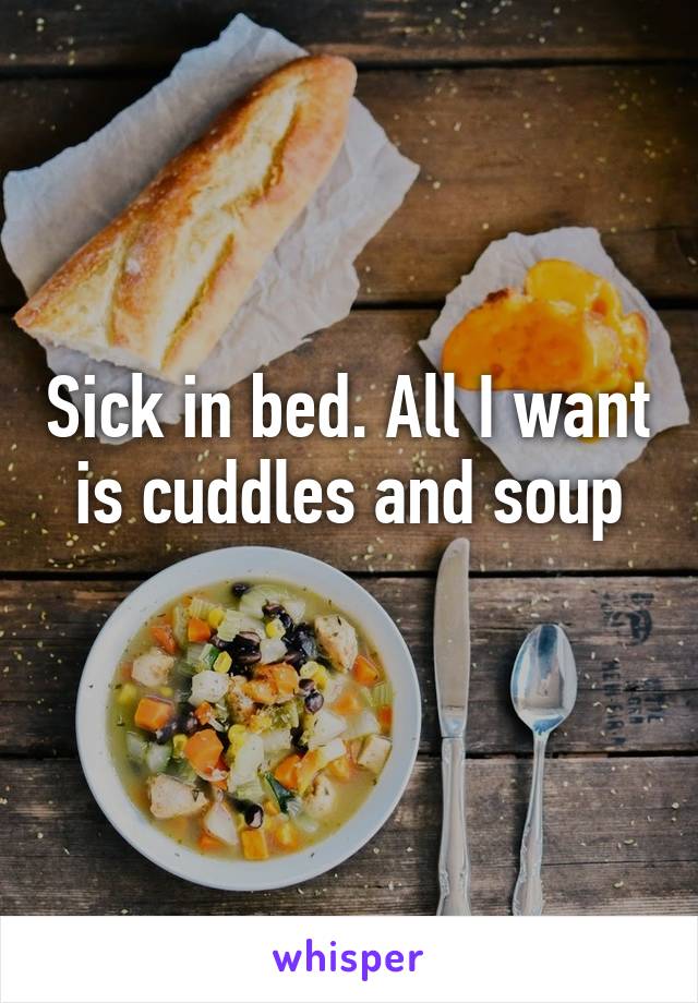 Sick in bed. All I want is cuddles and soup
