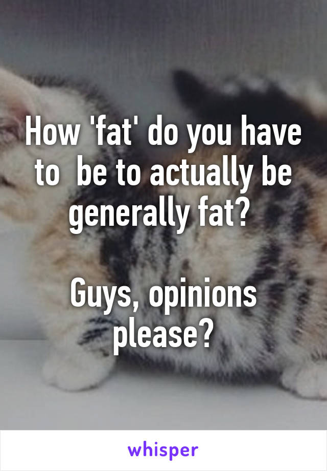 How 'fat' do you have to  be to actually be generally fat? 

Guys, opinions please?