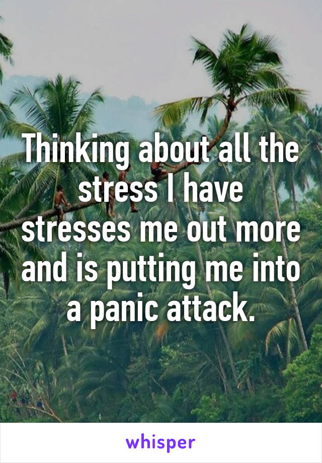 Thinking about all the stress I have stresses me out more and is putting me into a panic attack.