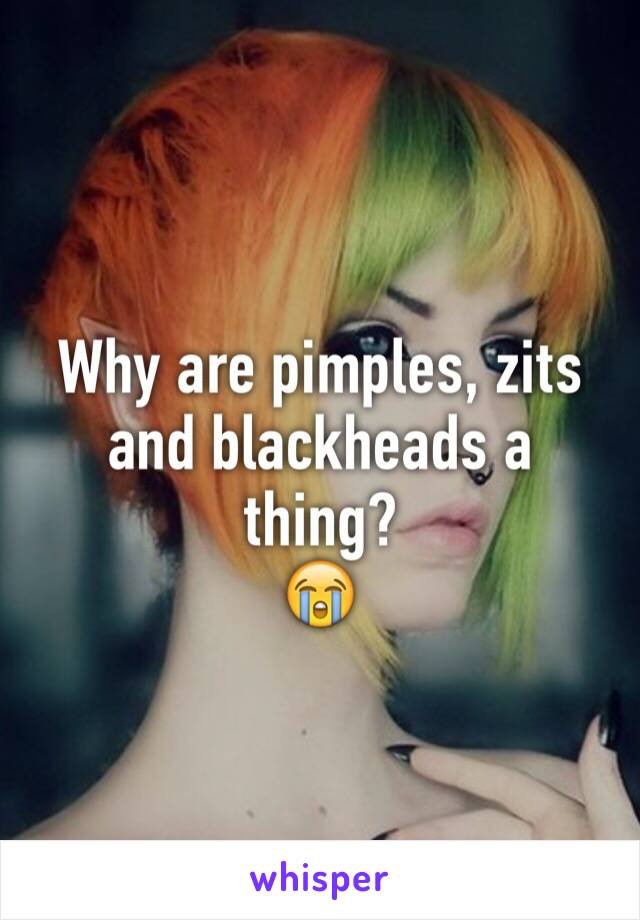 Why are pimples, zits and blackheads a thing? 
😭