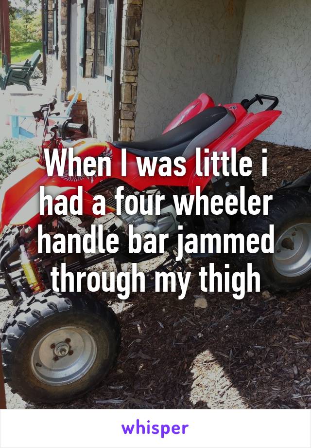 When I was little i had a four wheeler handle bar jammed through my thigh