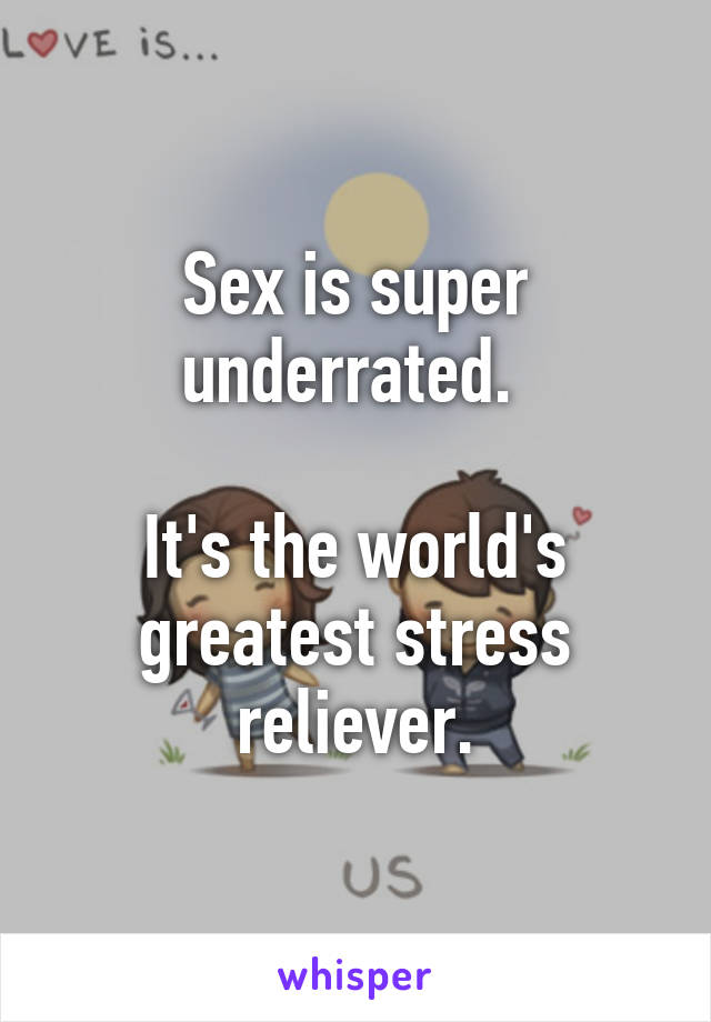 Sex is super underrated. 

It's the world's greatest stress reliever.