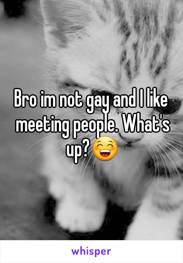 Bro im not gay and I like meeting people. What's up?😁