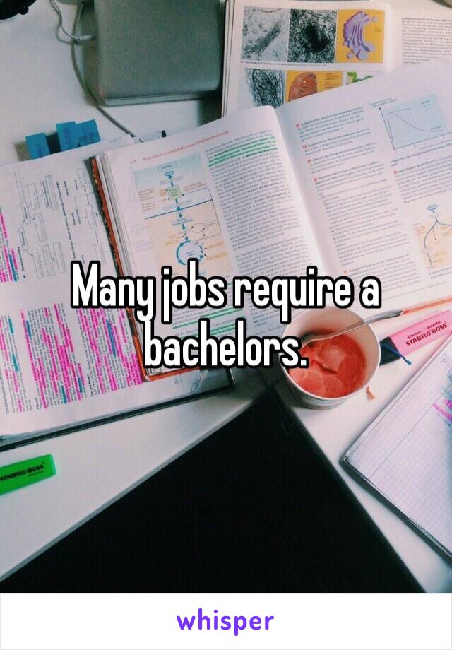 Many jobs require a bachelors.