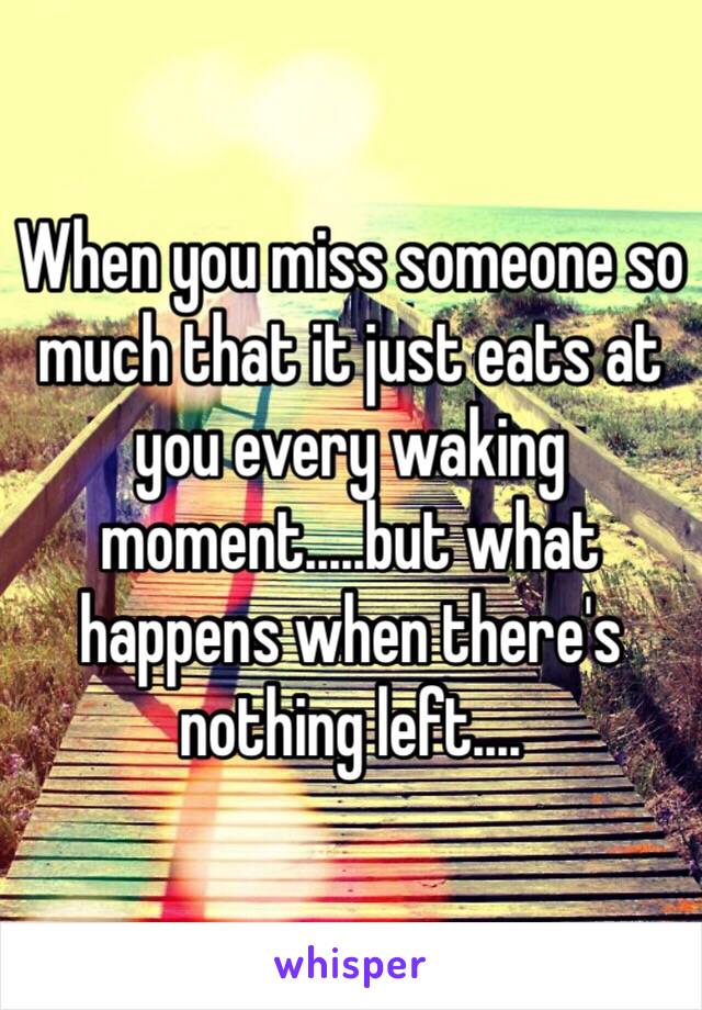 When you miss someone so much that it just eats at you every waking moment.....but what happens when there's nothing left....