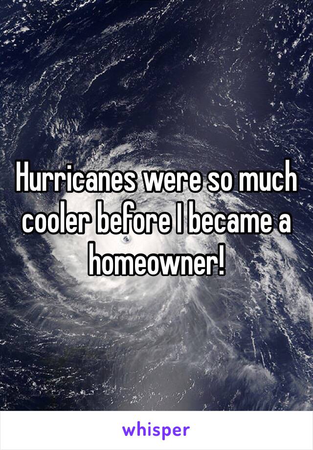 Hurricanes were so much cooler before I became a homeowner!