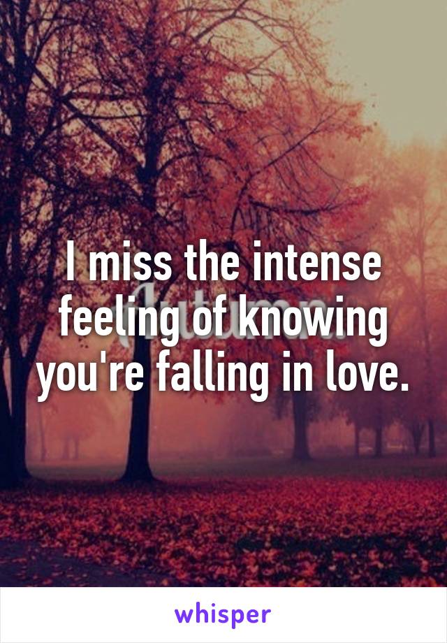 I miss the intense feeling of knowing you're falling in love.