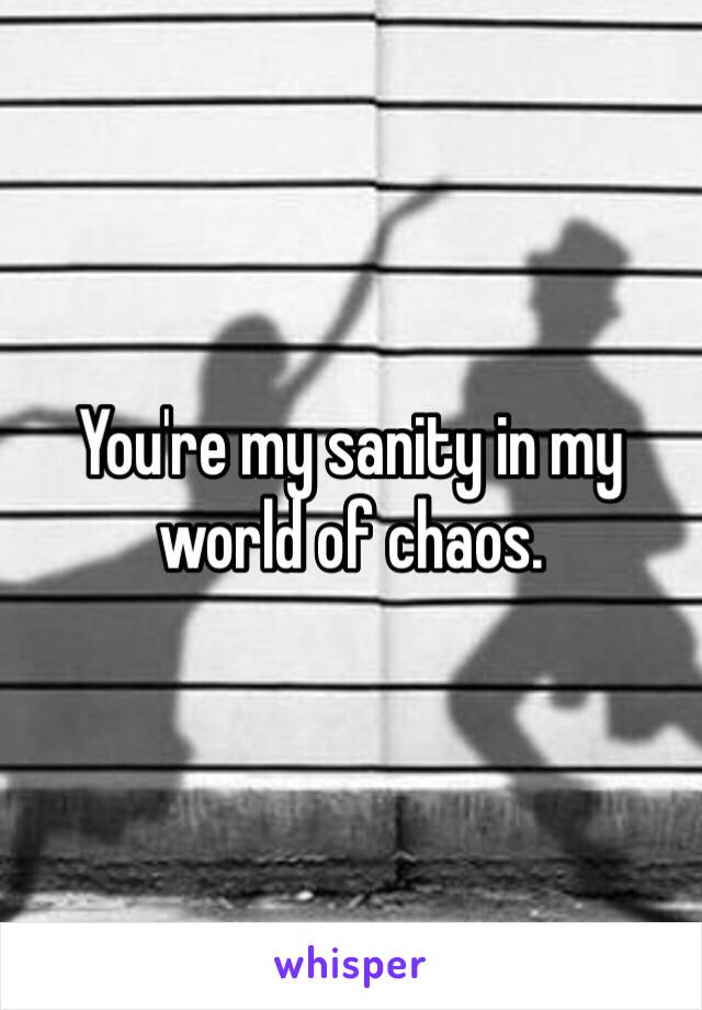 You're my sanity in my world of chaos. 