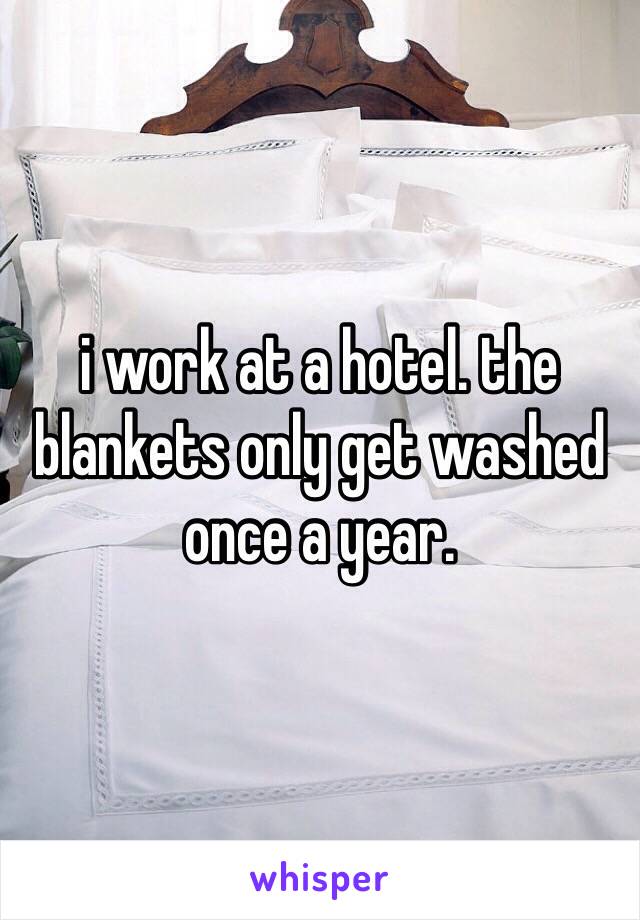 i work at a hotel. the blankets only get washed once a year.