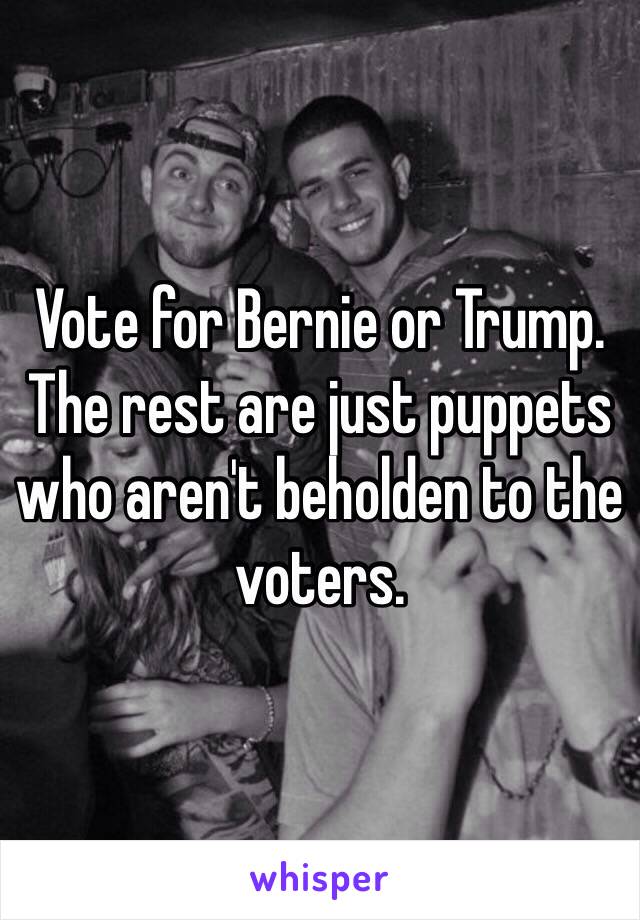 Vote for Bernie or Trump. 
The rest are just puppets who aren't beholden to the voters.