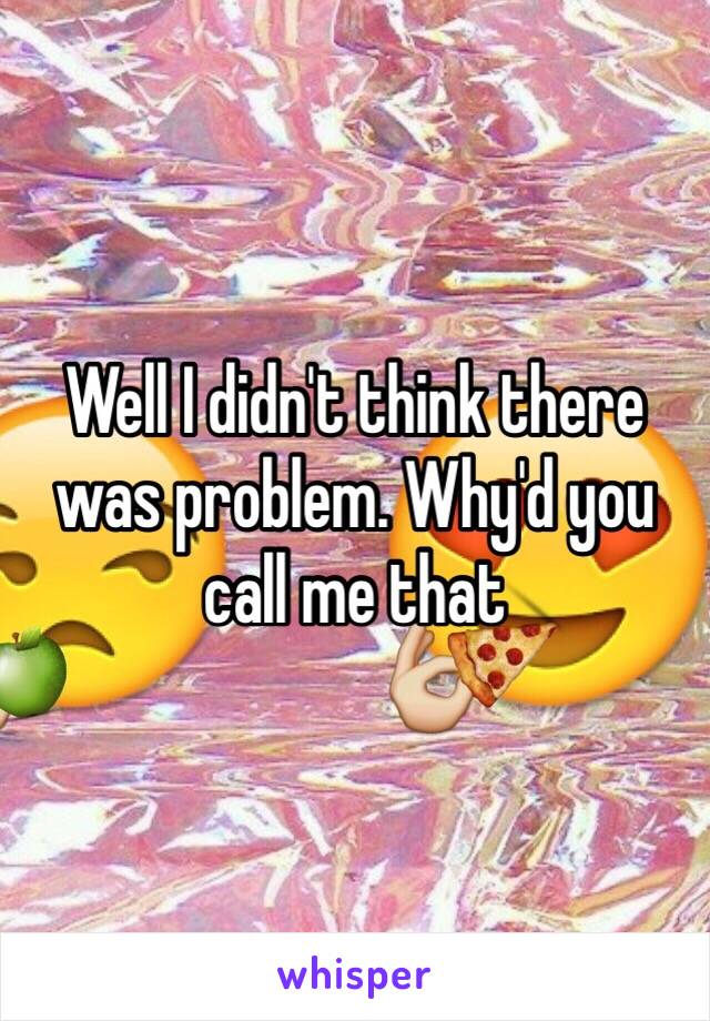 Well I didn't think there was problem. Why'd you call me that 