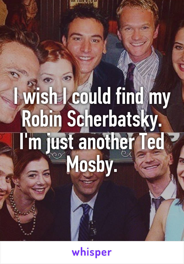 I wish I could find my Robin Scherbatsky. I'm just another Ted Mosby.