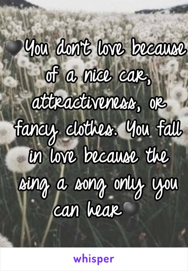 ♥You don't love because of a nice car, attractiveness, or fancy clothes. You fall in love because the sing a song only you can hear♥