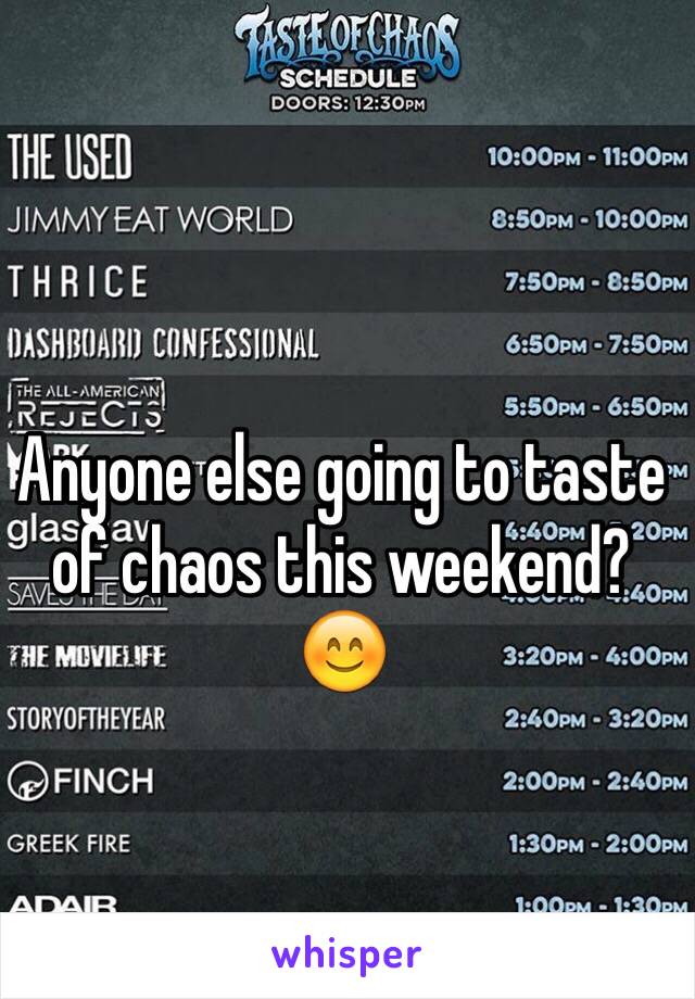 Anyone else going to taste of chaos this weekend? 😊