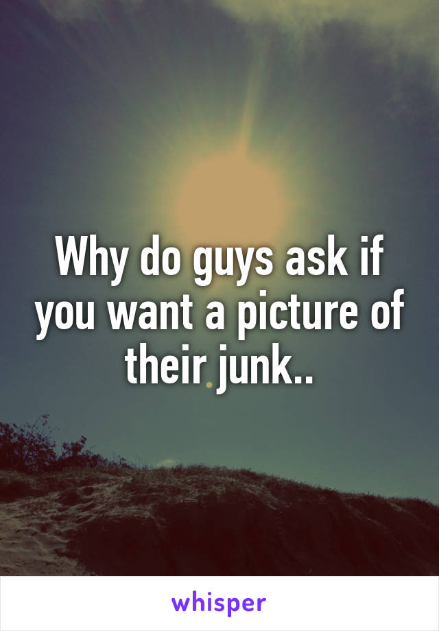 Why do guys ask if you want a picture of their junk..