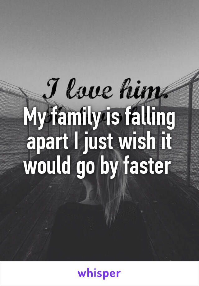 My family is falling apart I just wish it would go by faster 