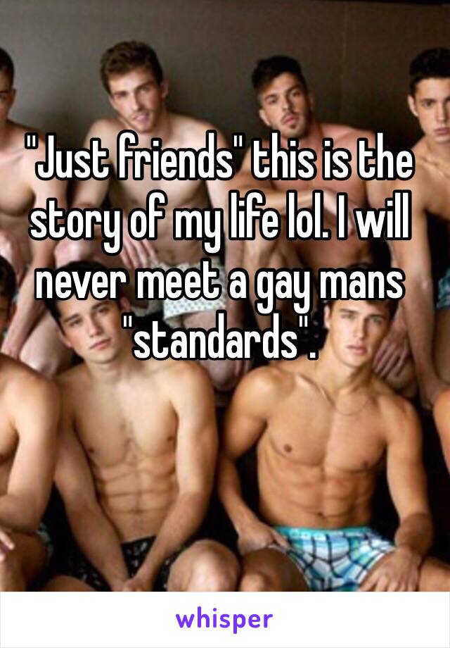 "Just friends" this is the story of my life lol. I will never meet a gay mans "standards". 