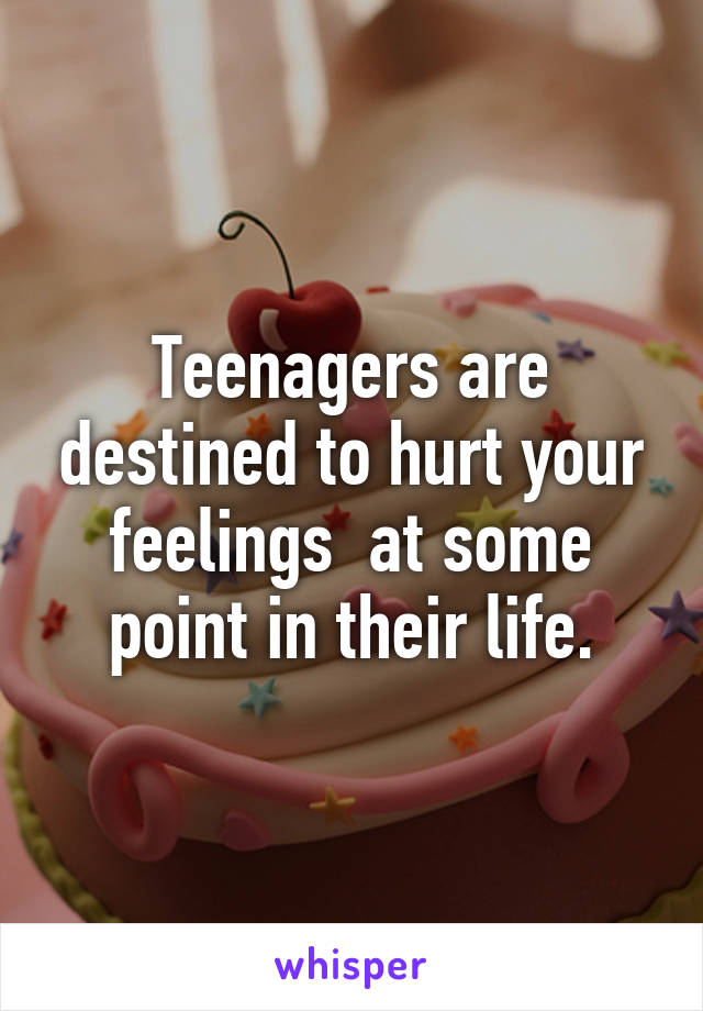 Teenagers are destined to hurt your feelings  at some point in their life.