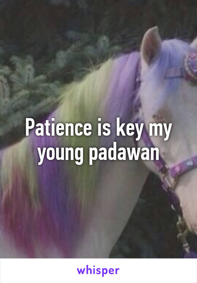 Patience is key my young padawan