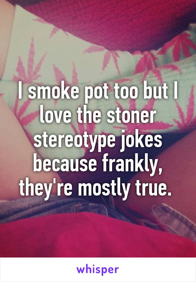 I smoke pot too but I love the stoner stereotype jokes because frankly, they're mostly true. 
