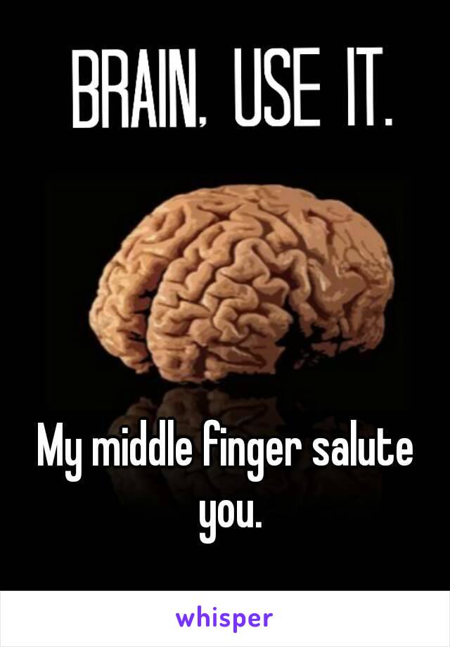 My middle finger salute you.