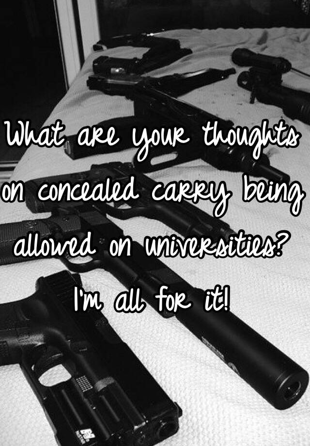 What are your thoughts on concealed carry being allowed on universities? I'm all for it!