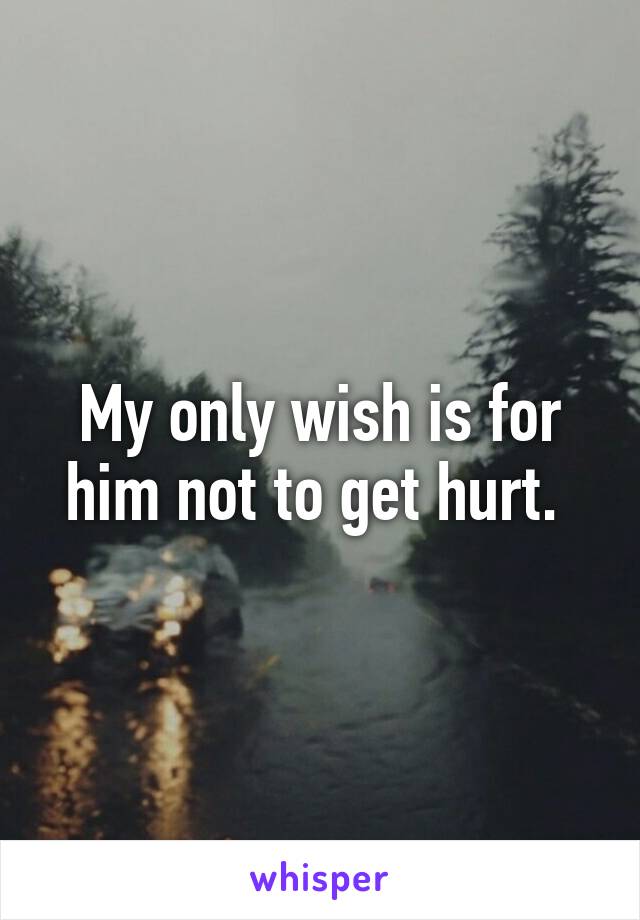 My only wish is for him not to get hurt. 