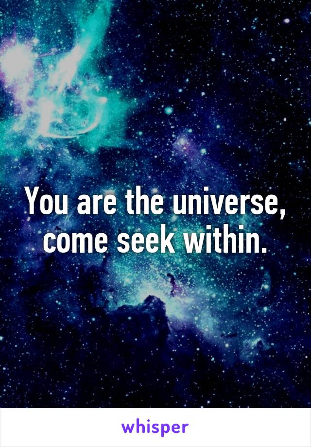 You are the universe, come seek within.