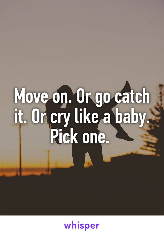 Move on. Or go catch it. Or cry like a baby. Pick one. 