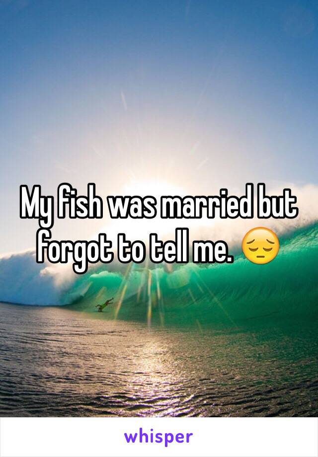 My fish was married but forgot to tell me. 😔