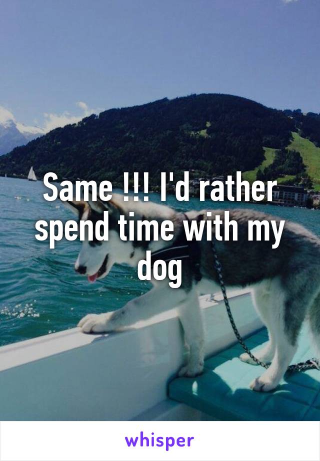 Same !!! I'd rather spend time with my dog