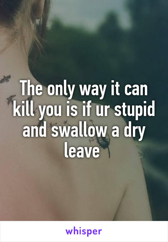 The only way it can kill you is if ur stupid and swallow a dry leave 