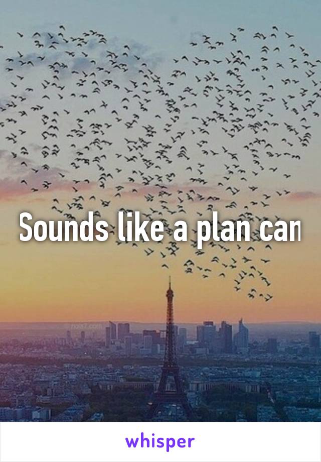 Sounds like a plan can