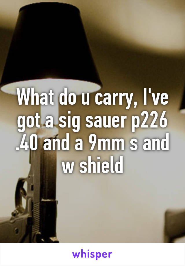 What do u carry, I've got a sig sauer p226 .40 and a 9mm s and w shield