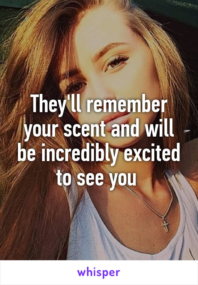 They'll remember your scent and will be incredibly excited to see you 