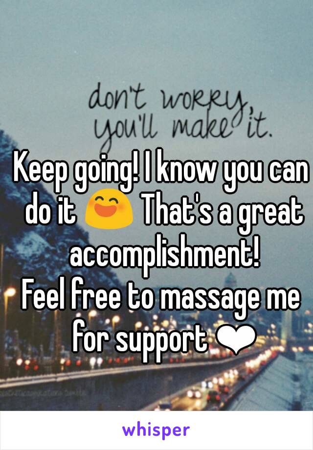 Keep going! I know you can do it 😄 That's a great accomplishment!
Feel free to massage me for support ❤