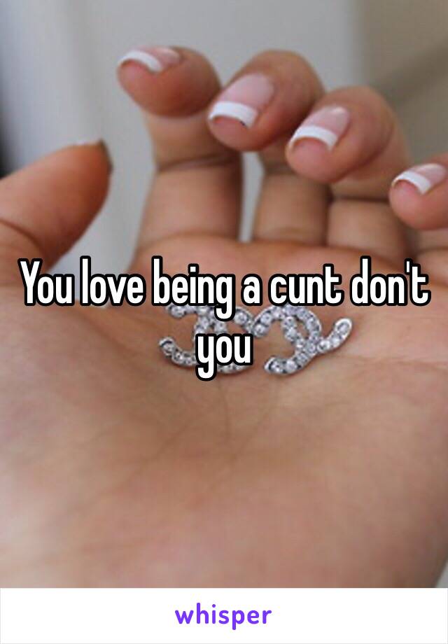 You love being a cunt don't you 