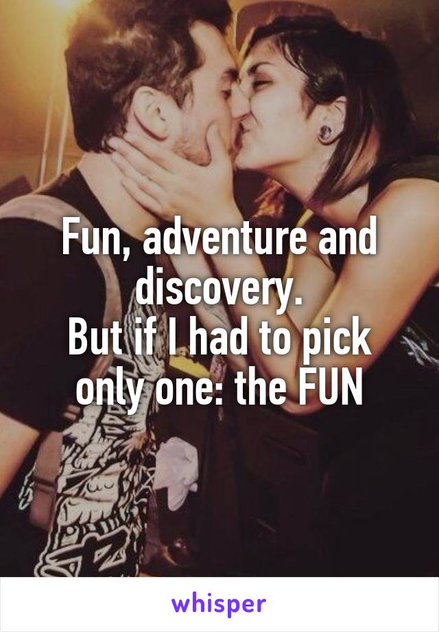 Fun, adventure and discovery.
But if I had to pick only one: the FUN