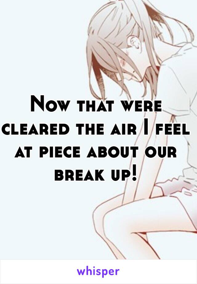Now that were cleared the air I feel at piece about our break up!