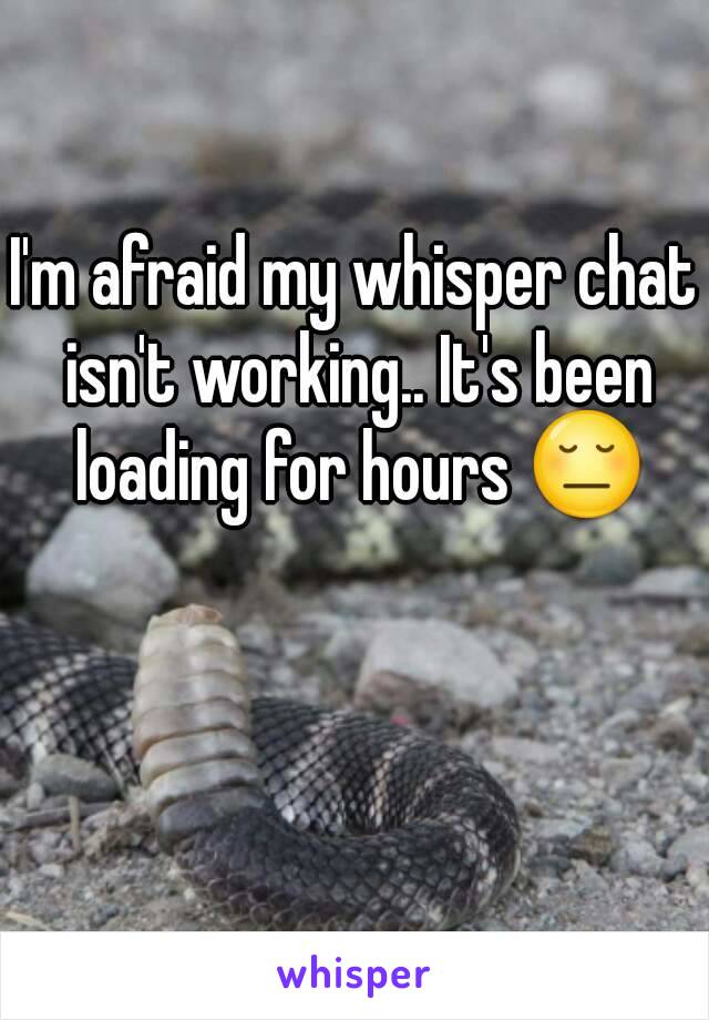 I'm afraid my whisper chat isn't working.. It's been loading for hours 😔
