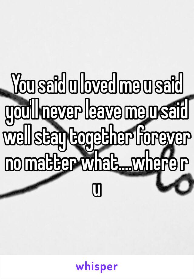 You said u loved me u said you'll never leave me u said well stay together forever no matter what....where r u 