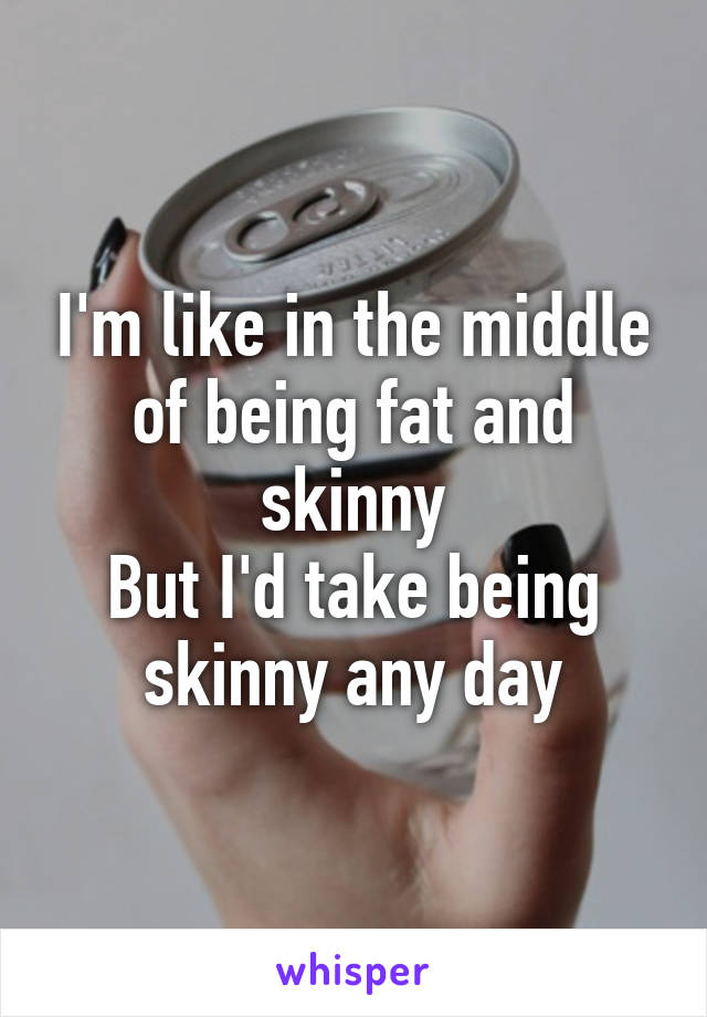 I'm like in the middle of being fat and skinny
But I'd take being skinny any day