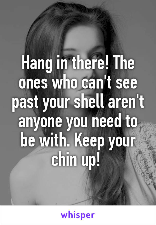 Hang in there! The ones who can't see past your shell aren't anyone you need to be with. Keep your chin up! 