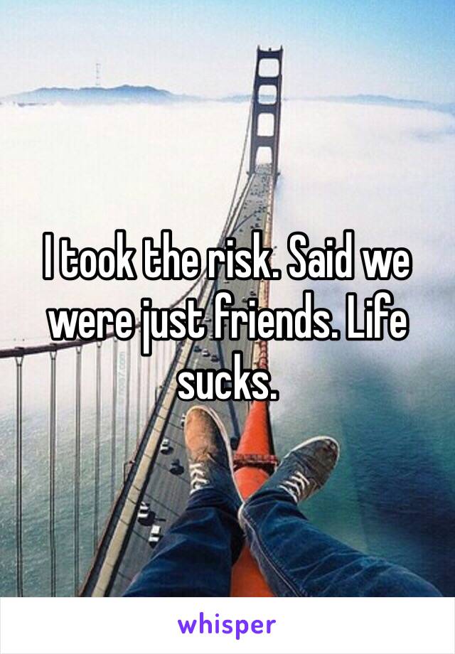 I took the risk. Said we were just friends. Life sucks. 