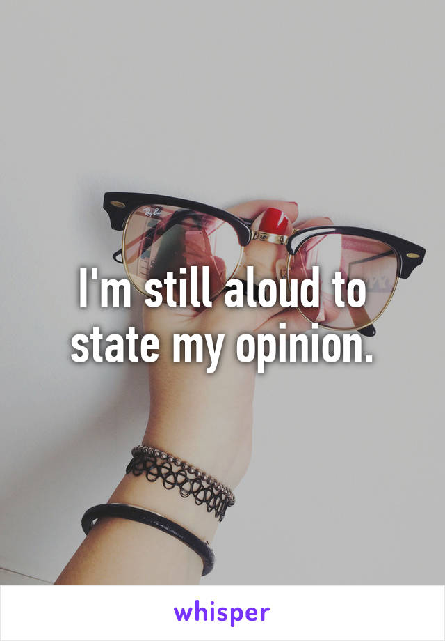 I'm still aloud to state my opinion.