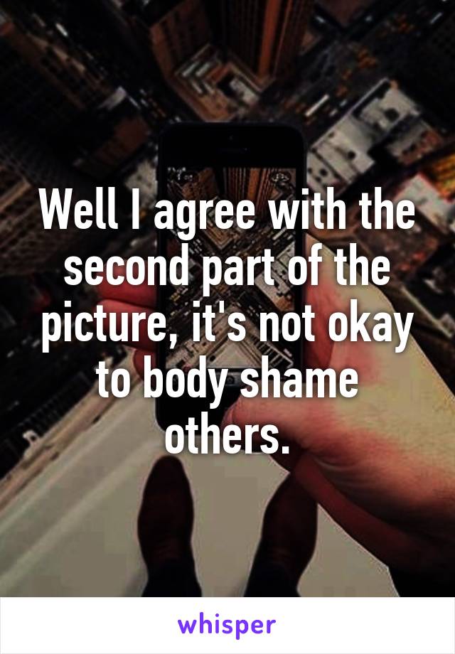 Well I agree with the second part of the picture, it's not okay to body shame others.