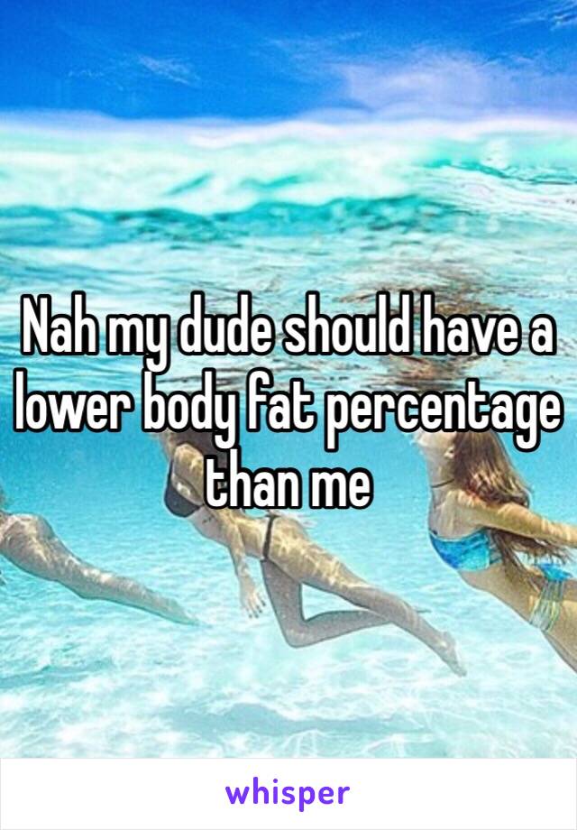 Nah my dude should have a lower body fat percentage than me