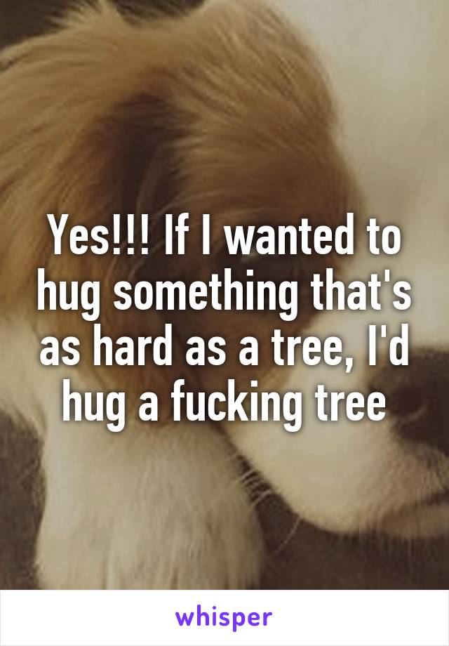 Yes!!! If I wanted to hug something that's as hard as a tree, I'd hug a fucking tree