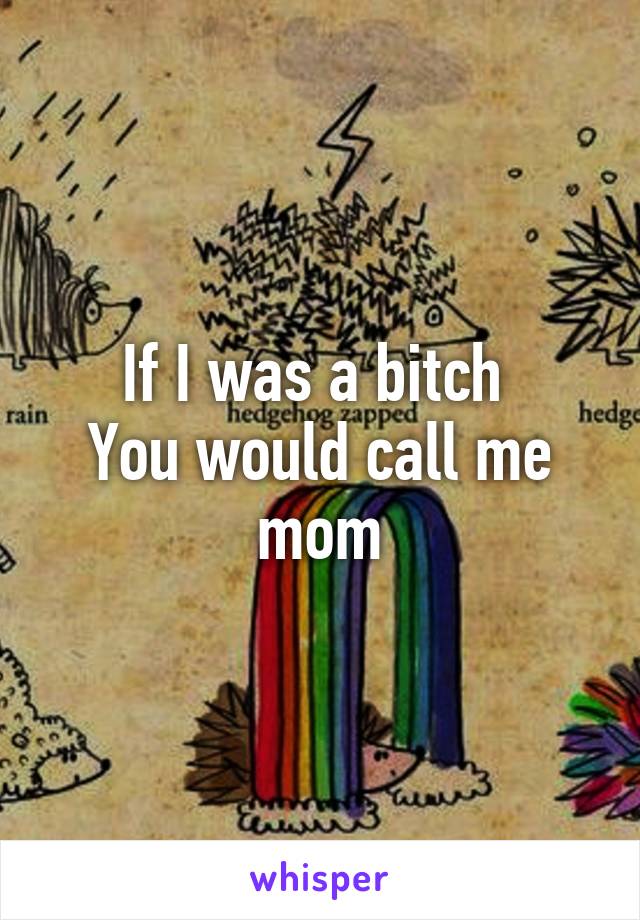If I was a bitch 
You would call me mom