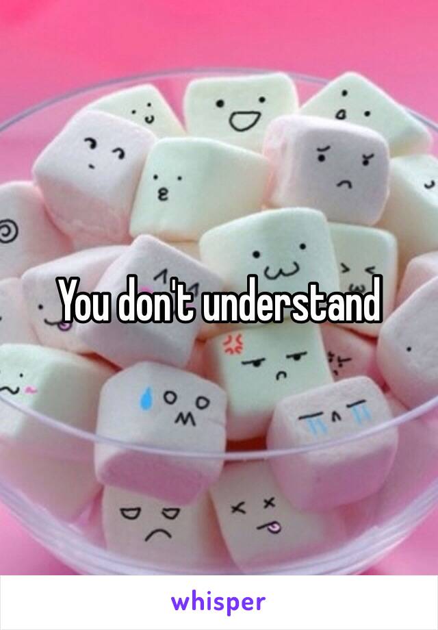 You don't understand 